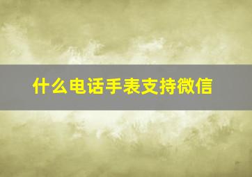 什么电话手表支持微信