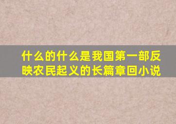 什么的什么是我国第一部反映农民起义的长篇章回小说