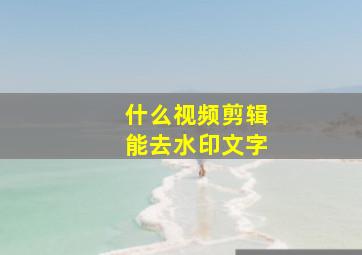 什么视频剪辑能去水印文字