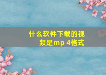 什么软件下载的视频是mp 4格式