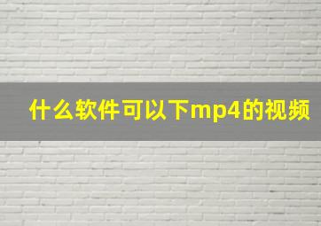 什么软件可以下mp4的视频