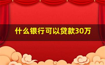 什么银行可以贷款30万