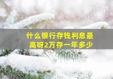 什么银行存钱利息最高呀2万存一年多少