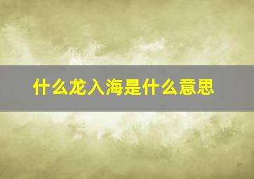 什么龙入海是什么意思