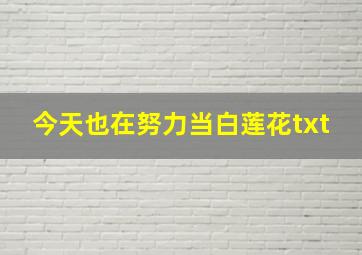 今天也在努力当白莲花txt