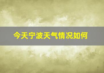 今天宁波天气情况如何