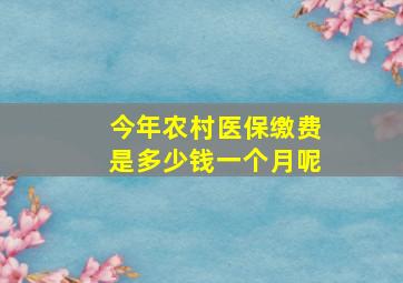 今年农村医保缴费是多少钱一个月呢