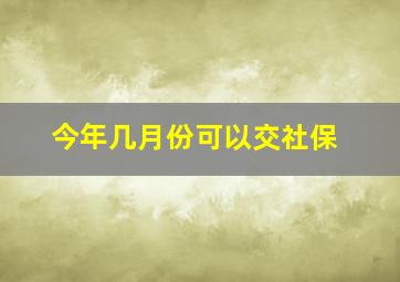 今年几月份可以交社保