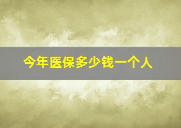 今年医保多少钱一个人