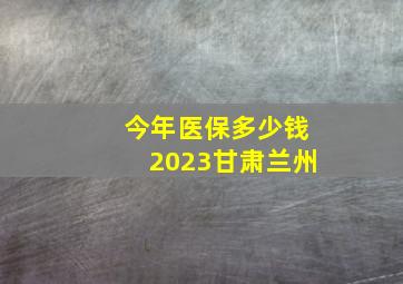 今年医保多少钱2023甘肃兰州