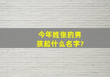 今年姓张的男孩起什么名字?