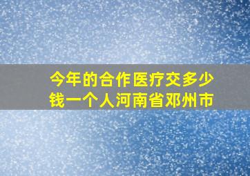 今年的合作医疗交多少钱一个人河南省邓州市