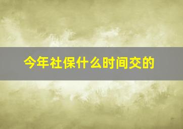 今年社保什么时间交的