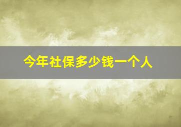 今年社保多少钱一个人