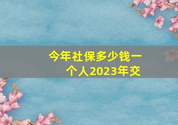 今年社保多少钱一个人2023年交