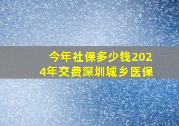 今年社保多少钱2024年交费深圳城乡医保