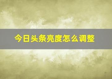 今日头条亮度怎么调整