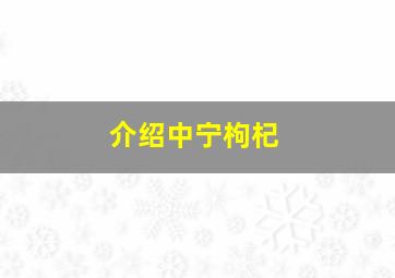 介绍中宁枸杞