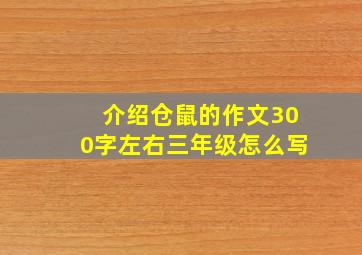 介绍仓鼠的作文300字左右三年级怎么写