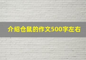 介绍仓鼠的作文500字左右