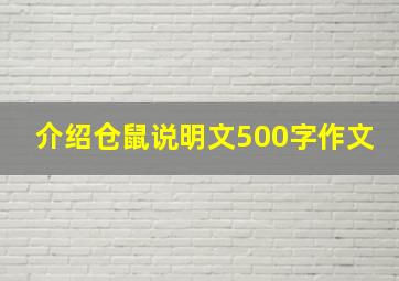 介绍仓鼠说明文500字作文