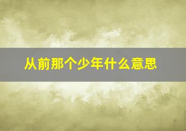 从前那个少年什么意思