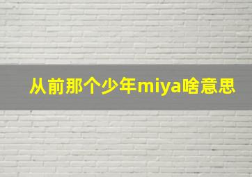 从前那个少年miya啥意思