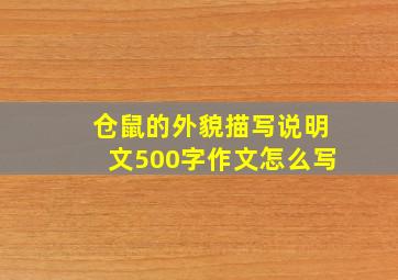 仓鼠的外貌描写说明文500字作文怎么写