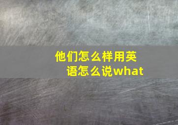 他们怎么样用英语怎么说what