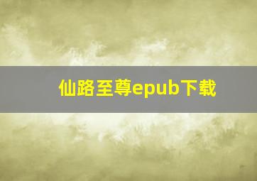 仙路至尊epub下载