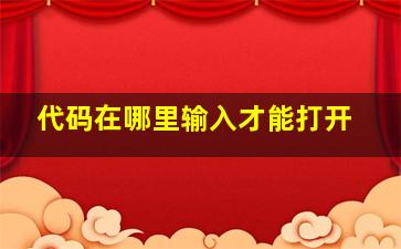 代码在哪里输入才能打开