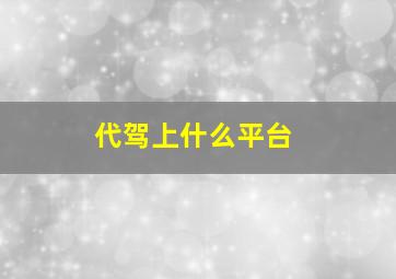 代驾上什么平台