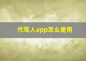 代驾人app怎么使用