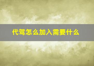 代驾怎么加入需要什么