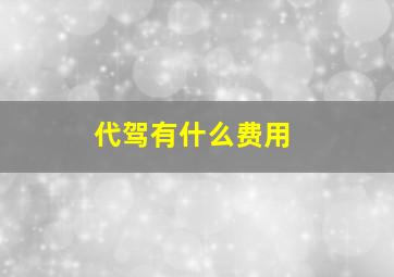 代驾有什么费用