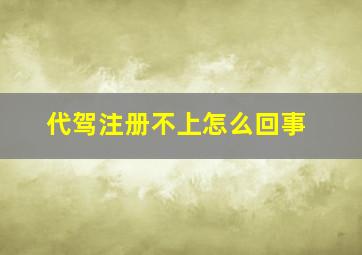 代驾注册不上怎么回事