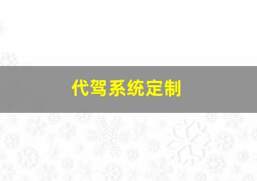 代驾系统定制