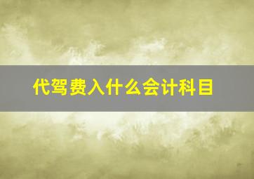 代驾费入什么会计科目