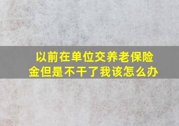 以前在单位交养老保险金但是不干了我该怎么办