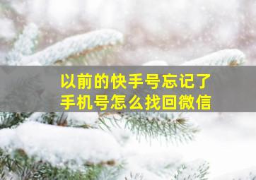 以前的快手号忘记了手机号怎么找回微信