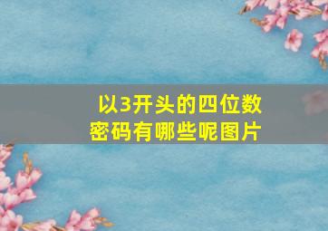 以3开头的四位数密码有哪些呢图片