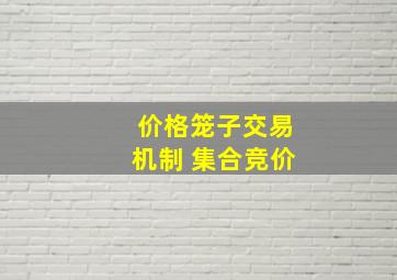 价格笼子交易机制 集合竞价