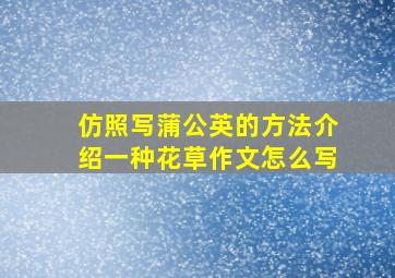 仿照写蒲公英的方法介绍一种花草作文怎么写