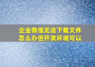 企业微信无法下载文件怎么办但开发环境可以