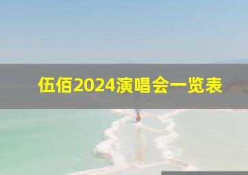 伍佰2024演唱会一览表