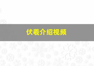 伏羲介绍视频