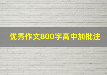 优秀作文800字高中加批注