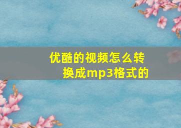 优酷的视频怎么转换成mp3格式的