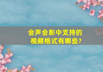 会声会影中支持的视频格式有哪些?