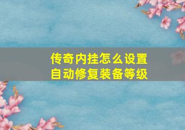 传奇内挂怎么设置自动修复装备等级